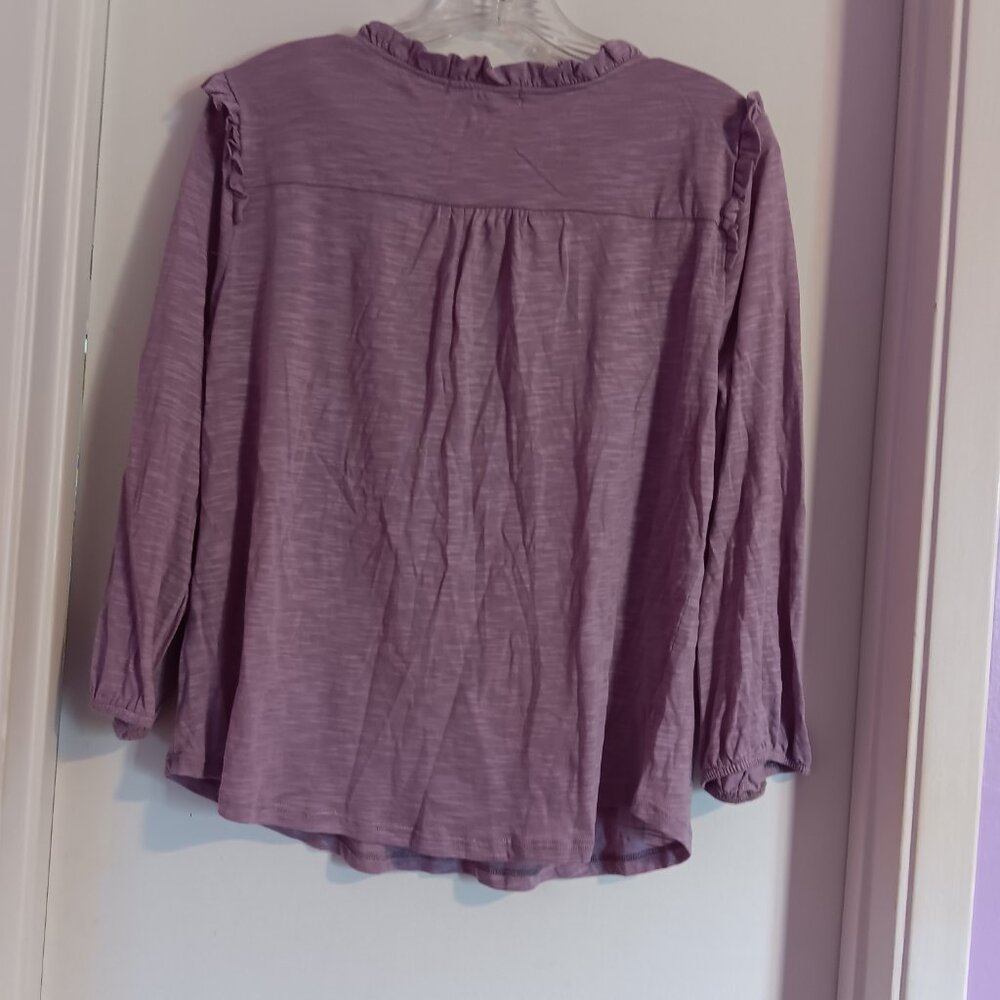 Women's Beacon Apparel Lavender Smocked Ruffle Knit Top Size M - Picture 6 of 7